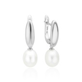Cercei argint cu perle naturale albe si tortite DiAmanti SK23486EL_W-G